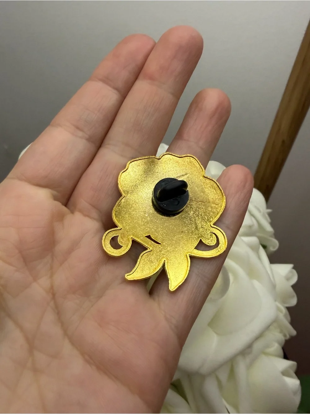 Pink Enamel Floral Lapel Pin by
